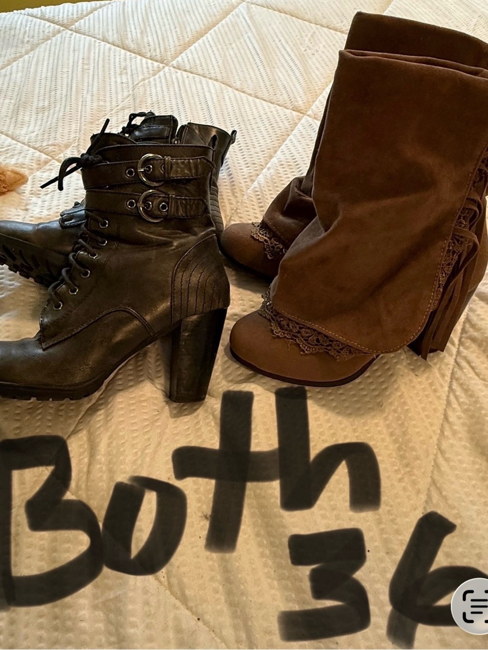 Brown Suede Lace-Trim Ankle Boots - Women